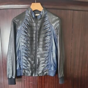 Elegant Black and Navy Bomber Jacket